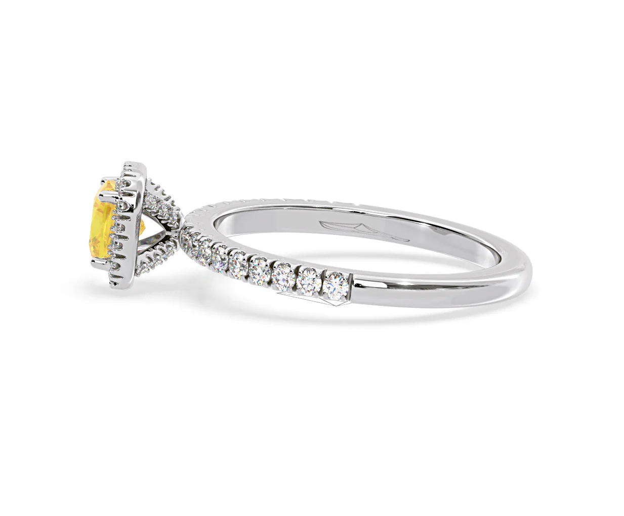 Beatrice Yellow Lab Diamond 1.00ct Cushion Halo Ring in 18K White Gold- Elara Collection - Image 27