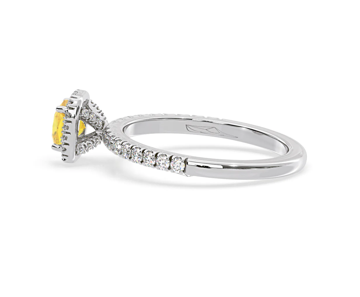Beatrice Yellow Lab Diamond 1.00ct Cushion Halo Ring in 18K White Gold- Elara Collection - Image 29