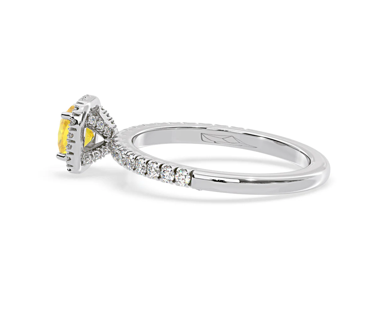 Beatrice Yellow Lab Diamond 1.00ct Cushion Halo Ring in 18K White Gold- Elara Collection - Image 30