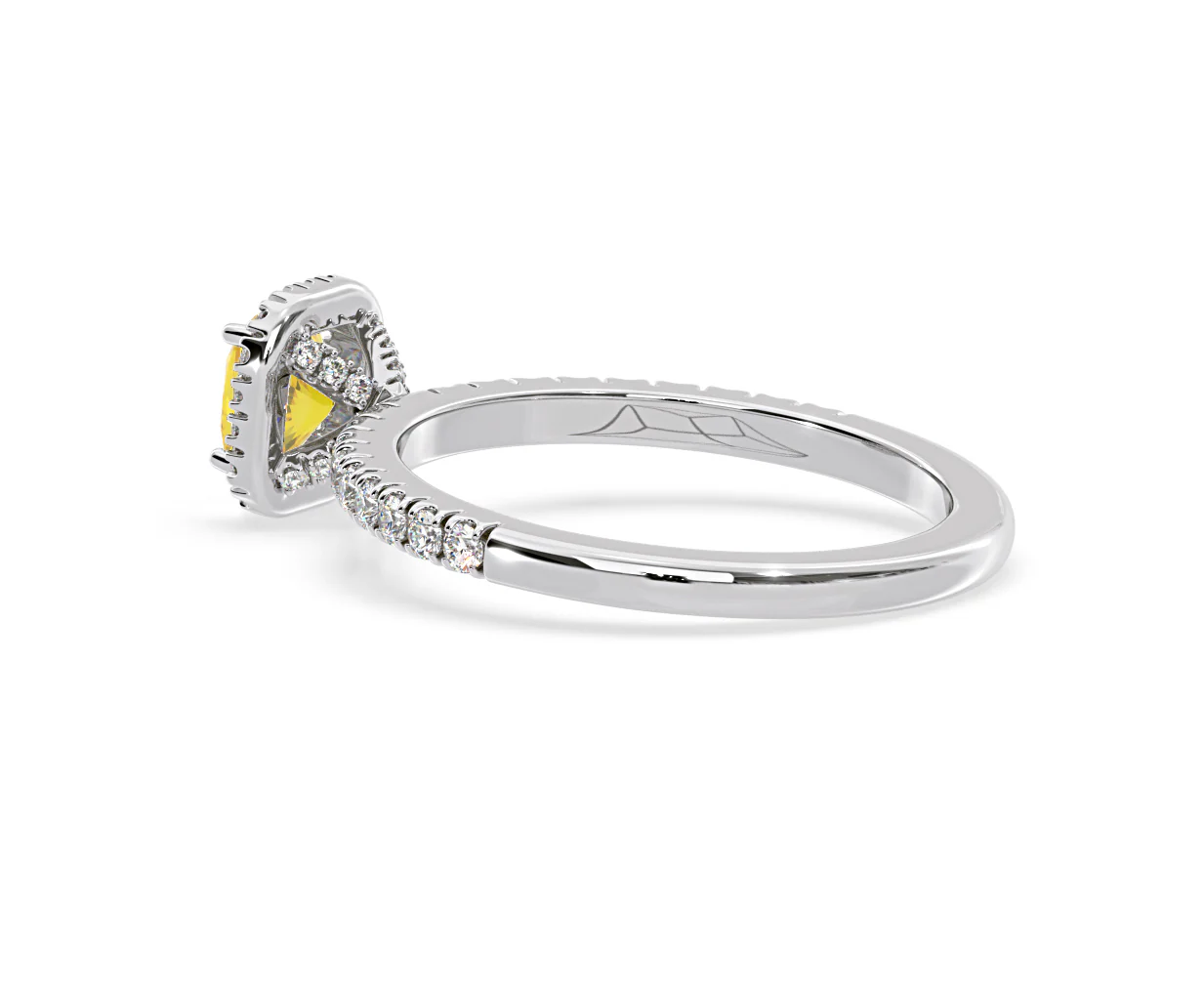 Beatrice Yellow Lab Diamond 1.00ct Cushion Halo Ring in 18K White Gold- Elara Collection - Image 34