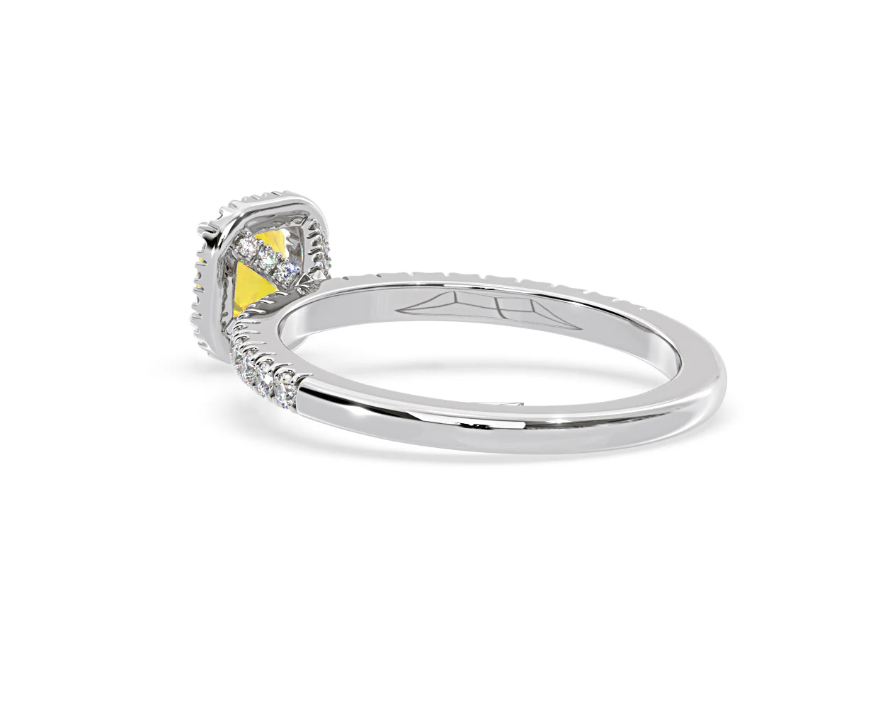 Beatrice Yellow Lab Diamond 1.00ct Cushion Halo Ring in 18K White Gold- Elara Collection - Image 37
