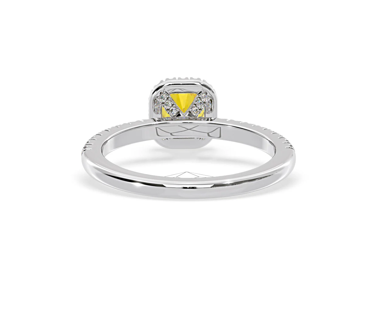 Beatrice Yellow Lab Diamond 1.00ct Cushion Halo Ring in 18K White Gold- Elara Collection - Image 46