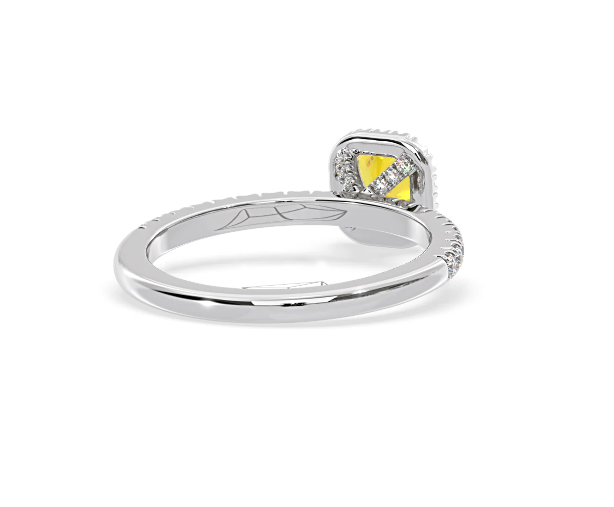 Beatrice Yellow Lab Diamond 1.00ct Cushion Halo Ring in 18K White Gold- Elara Collection - Image 52