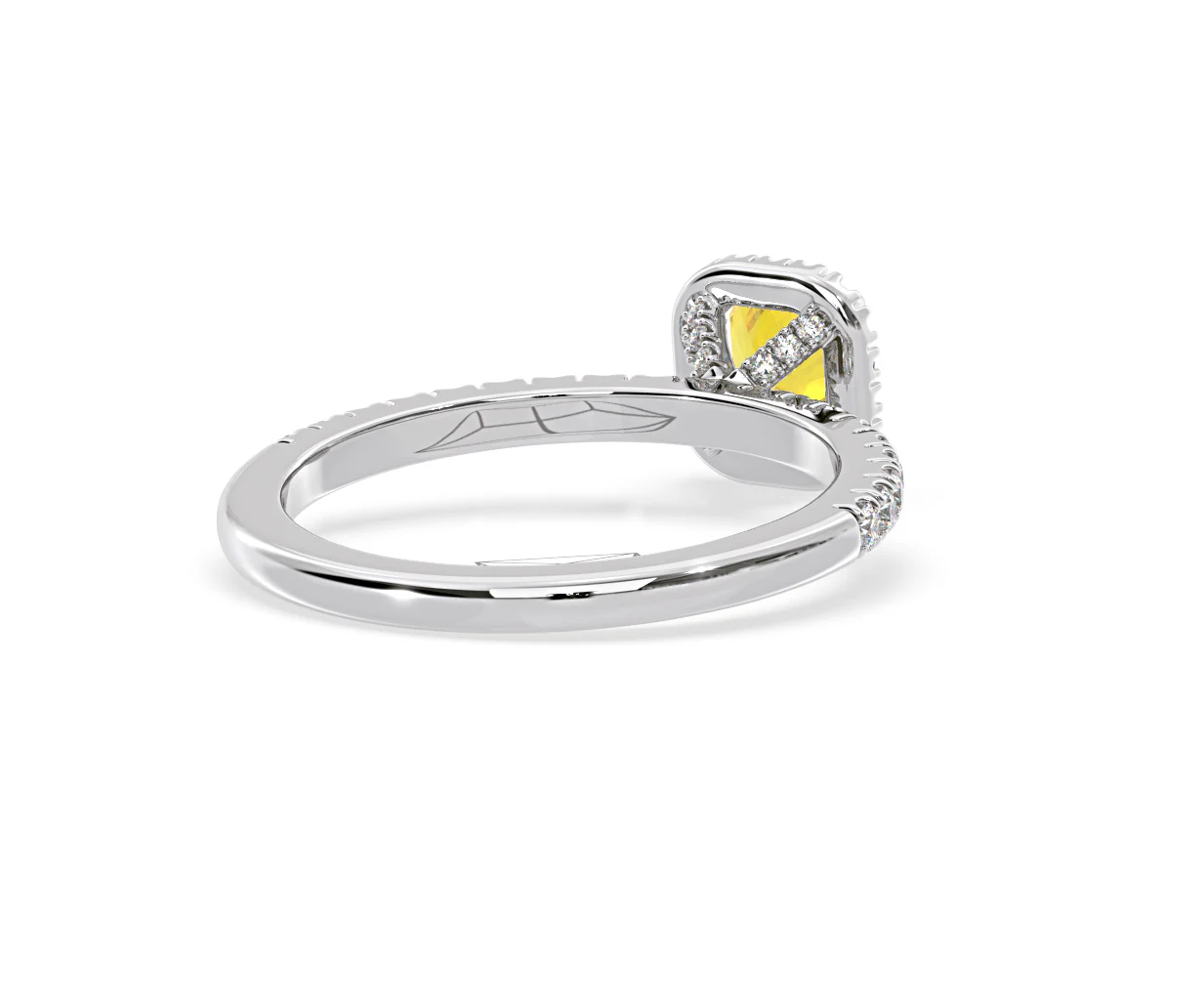 Beatrice Yellow Lab Diamond 1.00ct Cushion Halo Ring in 18K White Gold- Elara Collection - Image 53