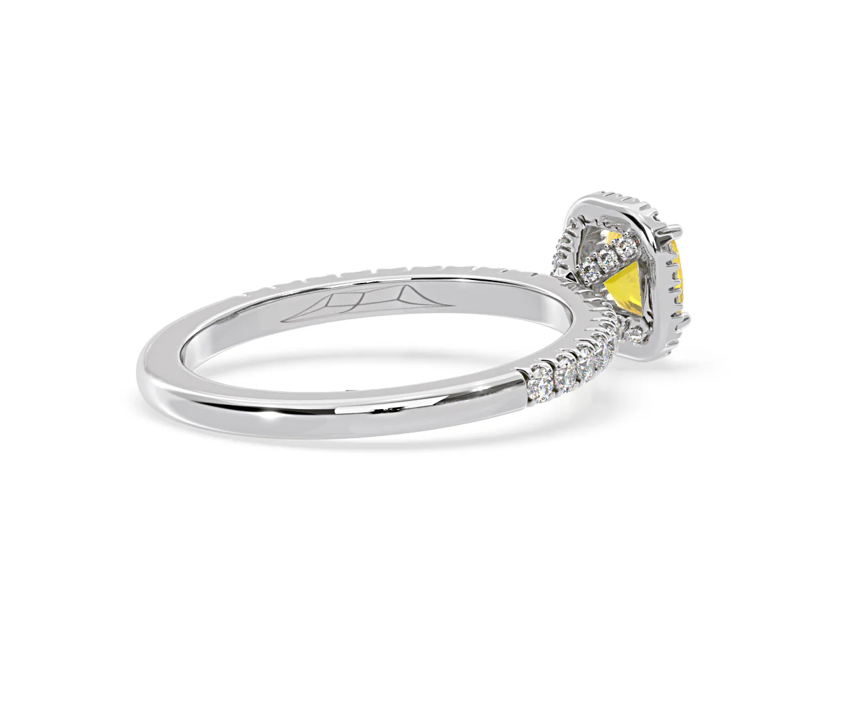 Beatrice Yellow Lab Diamond 1.00ct Cushion Halo Ring in 18K White Gold- Elara Collection - Image 58