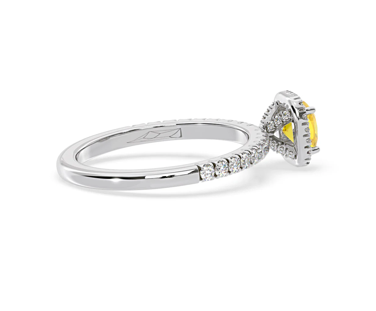 Beatrice Yellow Lab Diamond 1.00ct Cushion Halo Ring in 18K White Gold- Elara Collection - Image 62