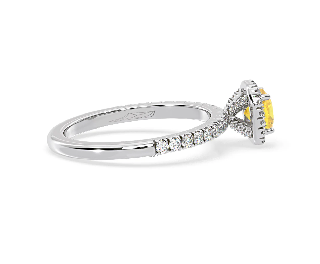 Beatrice Yellow Lab Diamond 1.00ct Cushion Halo Ring in 18K White Gold- Elara Collection - Image 64