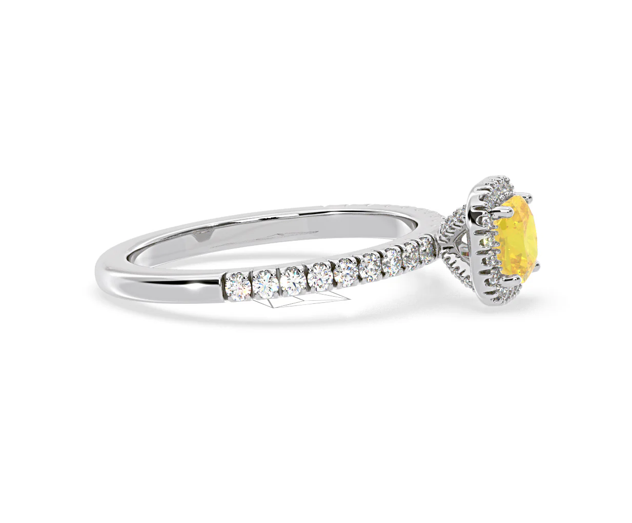 Beatrice Yellow Lab Diamond 1.00ct Cushion Halo Ring in 18K White Gold- Elara Collection - Image 70