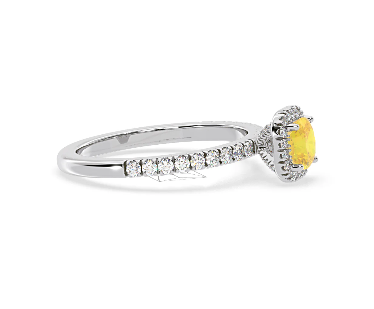 Beatrice Yellow Lab Diamond 1.00ct Cushion Halo Ring in 18K White Gold- Elara Collection - Image 71