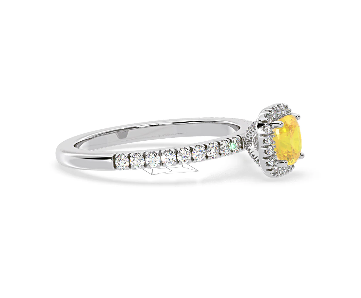 Beatrice Yellow Lab Diamond 1.00ct Cushion Halo Ring in 18K White Gold- Elara Collection - Image 72