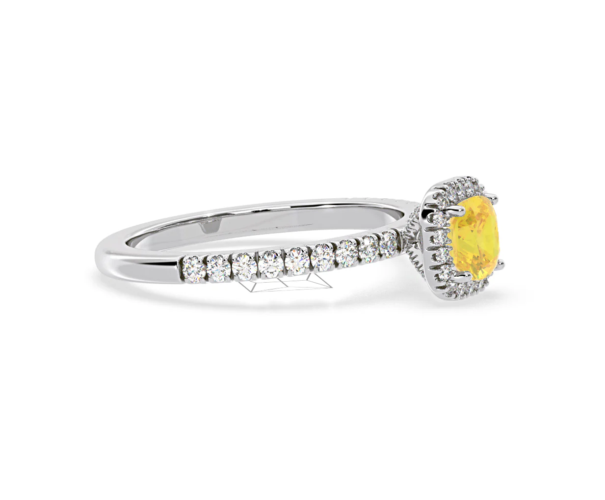 Beatrice Yellow Lab Diamond 1.00ct Cushion Halo Ring in 18K White Gold- Elara Collection - Image 73