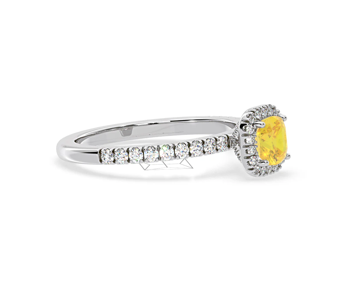 Beatrice Yellow Lab Diamond 1.00ct Cushion Halo Ring in 18K White Gold- Elara Collection - Image 74