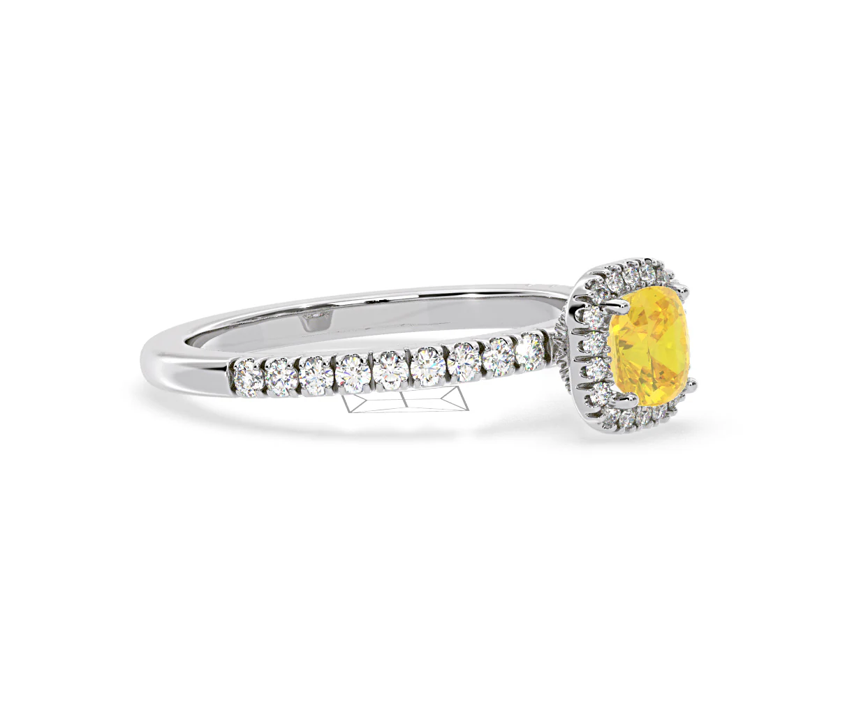 Beatrice Yellow Lab Diamond 1.00ct Cushion Halo Ring in 18K White Gold- Elara Collection - Image 75