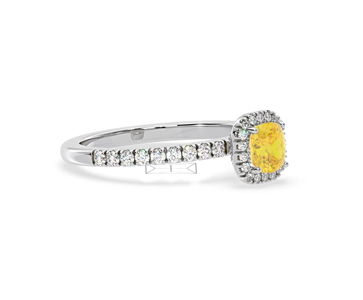 Beatrice Yellow Lab Diamond 1.00ct Cushion Halo Ring in 18K White Gold- Elara Collection - Image 76
