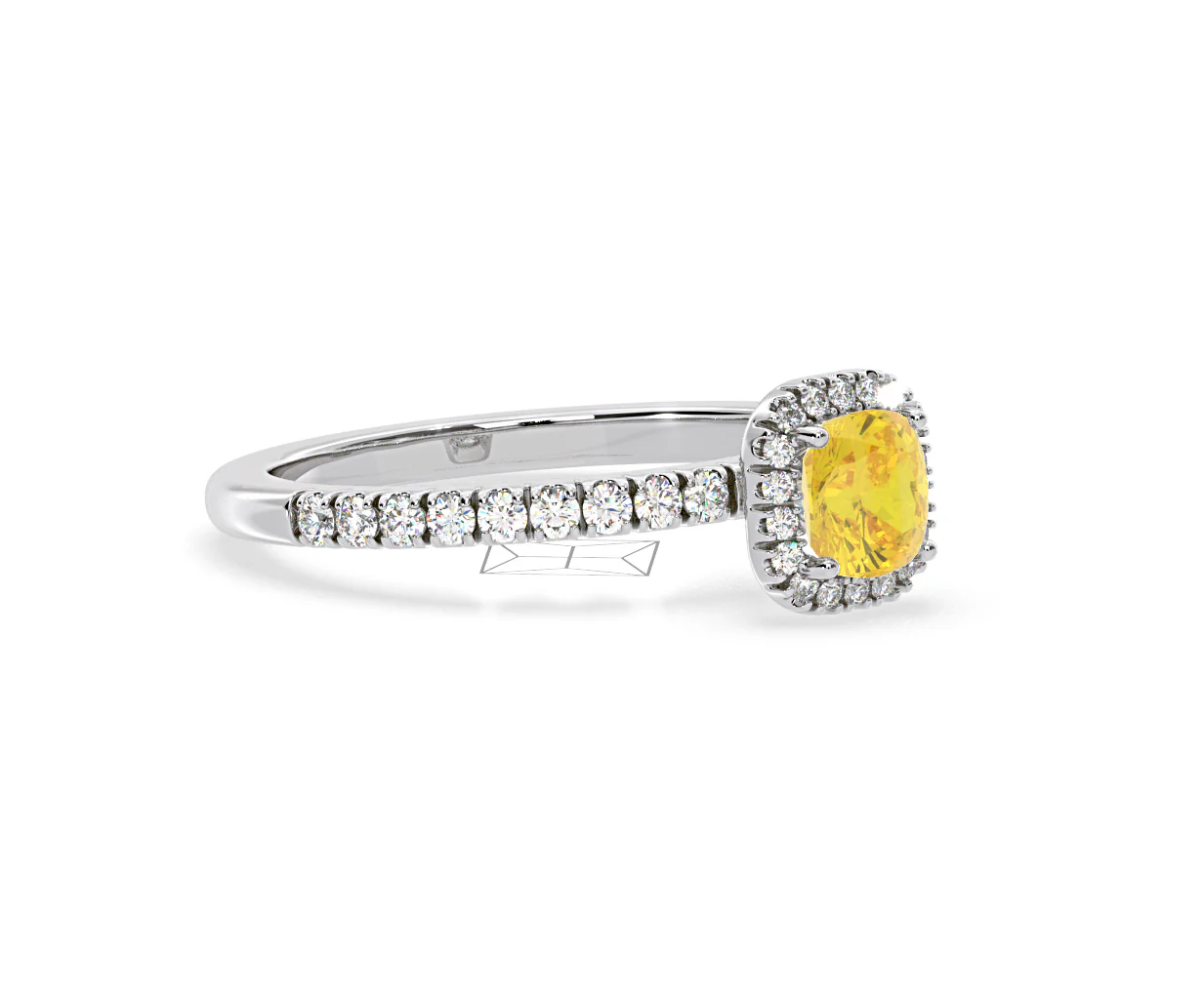 Beatrice Yellow Lab Diamond 1.00ct Cushion Halo Ring in 18K White Gold- Elara Collection - Image 77
