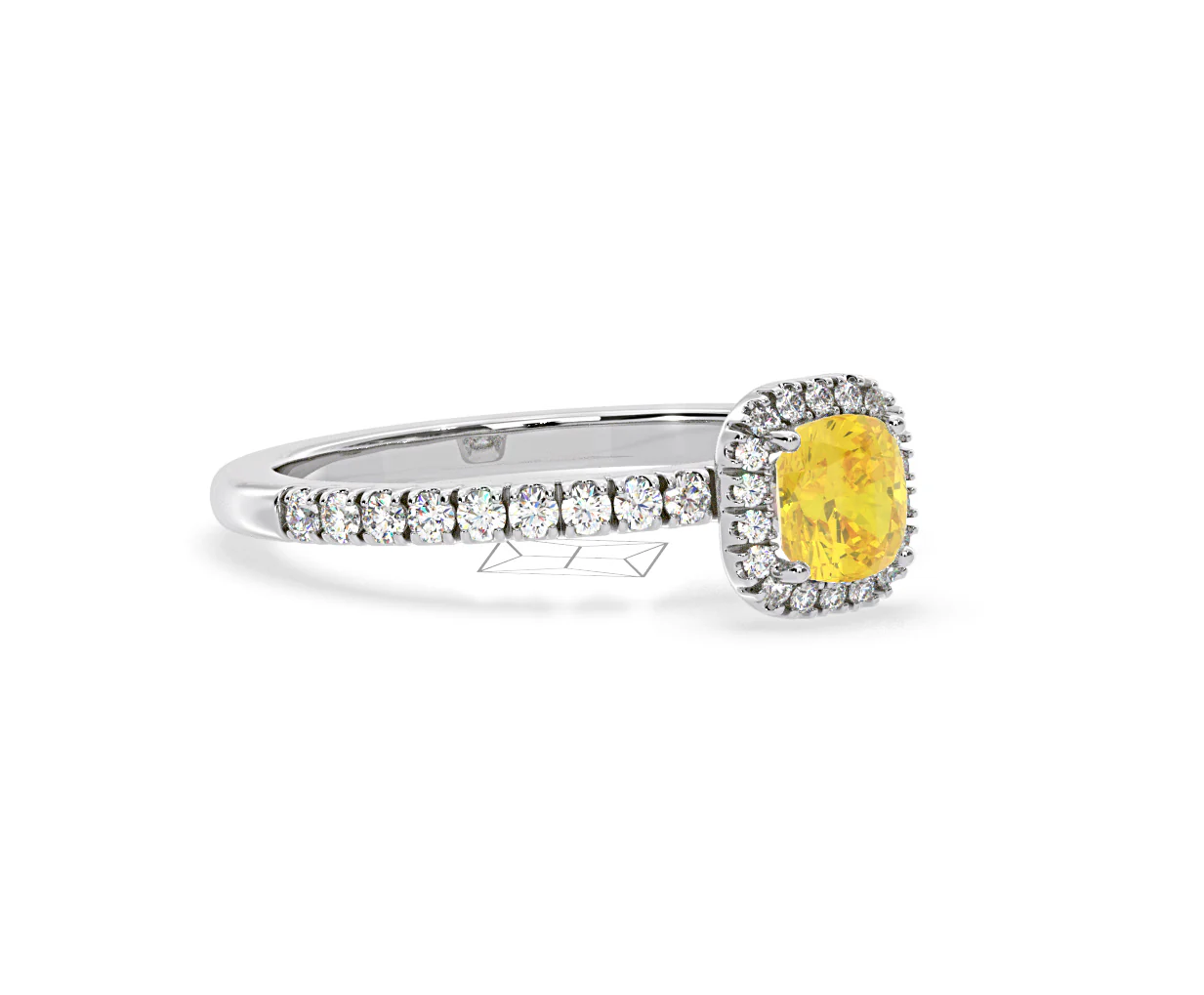 Beatrice Yellow Lab Diamond 1.00ct Cushion Halo Ring in 18K White Gold- Elara Collection - Image 78