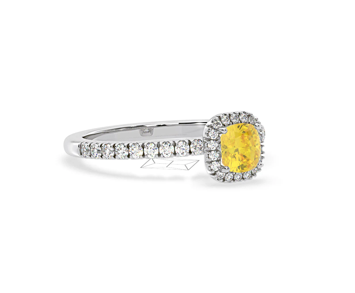 Beatrice Yellow Lab Diamond 1.00ct Cushion Halo Ring in 18K White Gold- Elara Collection - Image 79