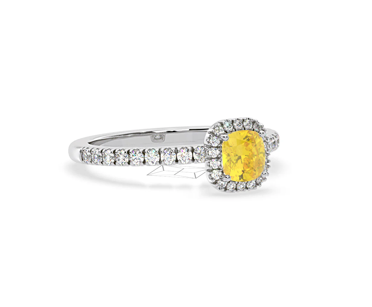 Beatrice Yellow Lab Diamond 1.00ct Cushion Halo Ring in 18K White Gold- Elara Collection - Image 80