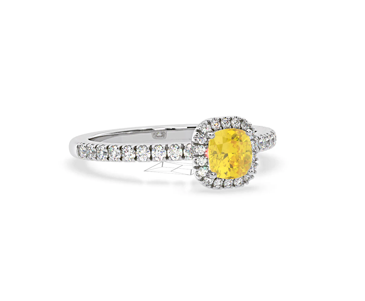Beatrice Yellow Lab Diamond 1.00ct Cushion Halo Ring in 18K White Gold- Elara Collection - Image 81