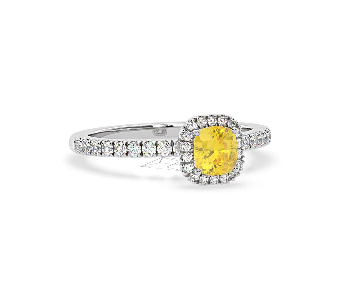 Beatrice Yellow Lab Diamond 1.00ct Cushion Halo Ring in 18K White Gold- Elara Collection - Image 82