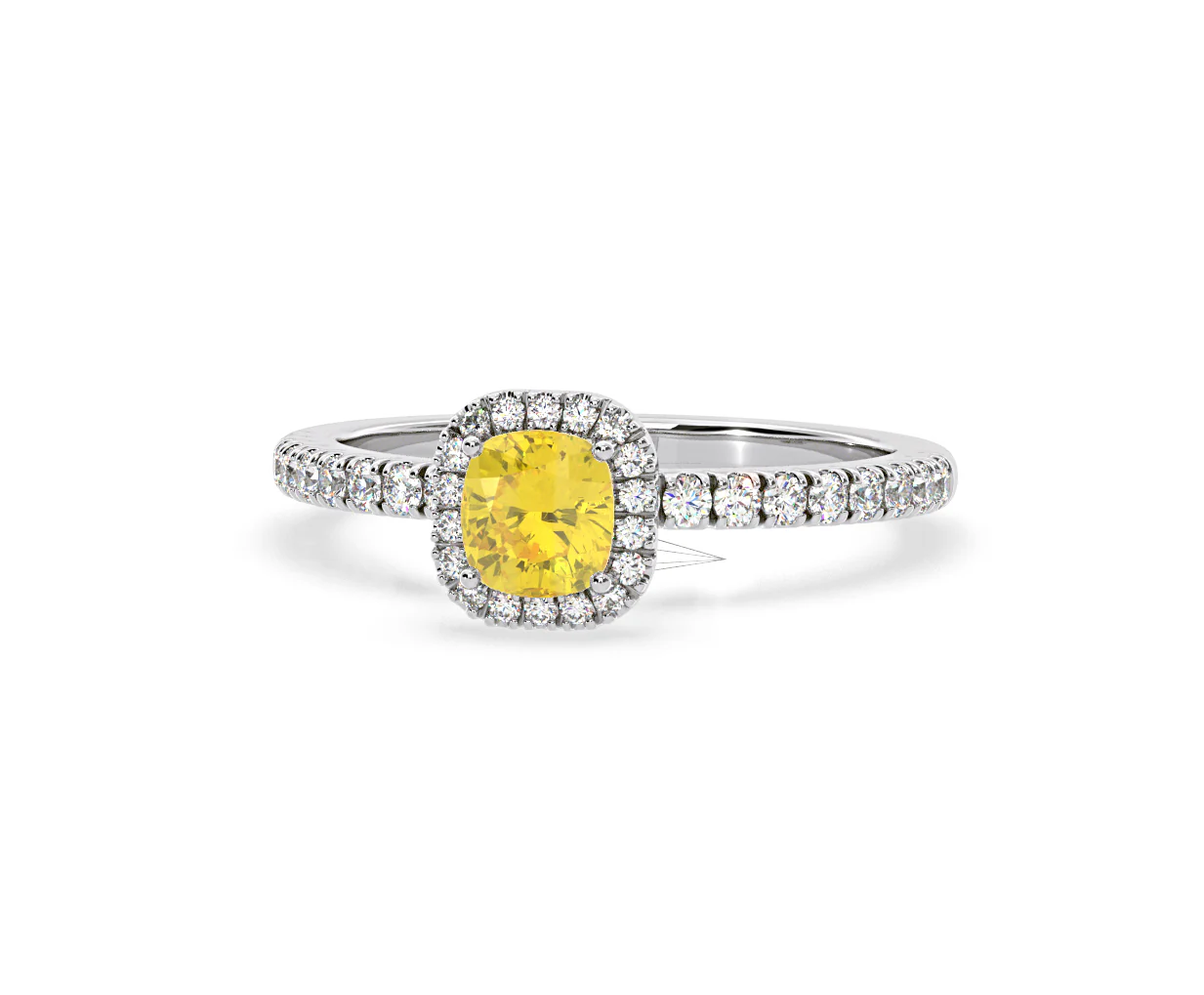 Beatrice Yellow Lab Diamond 1.00ct Cushion Halo Ring in 18K White Gold- Elara Collection - Image 9