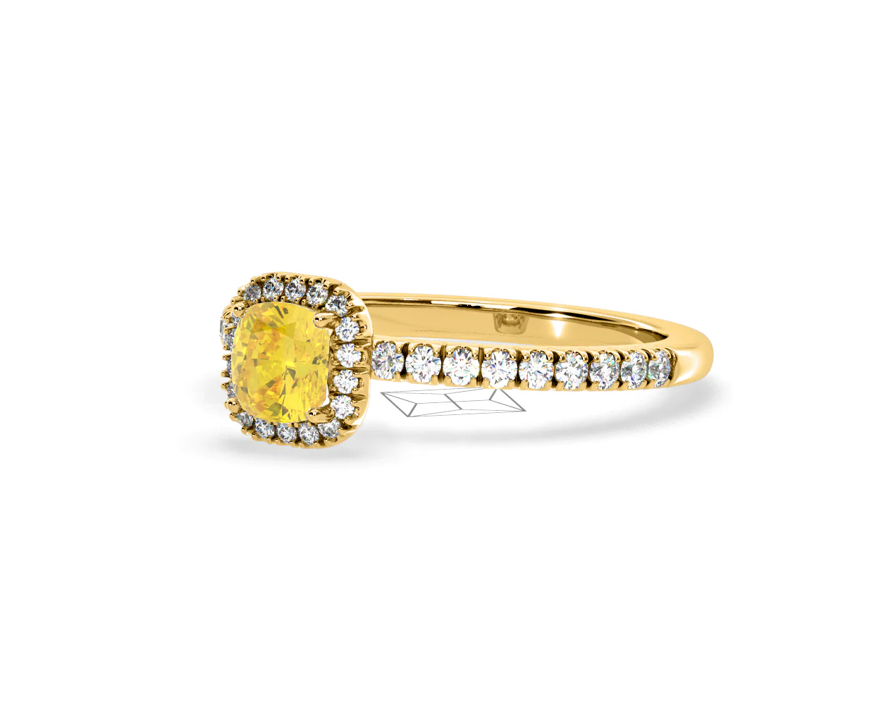 Beatrice Yellow Lab Diamond 1.00ct Cushion Halo Ring in 18K Yellow Gold- Elara Collection - Image 14