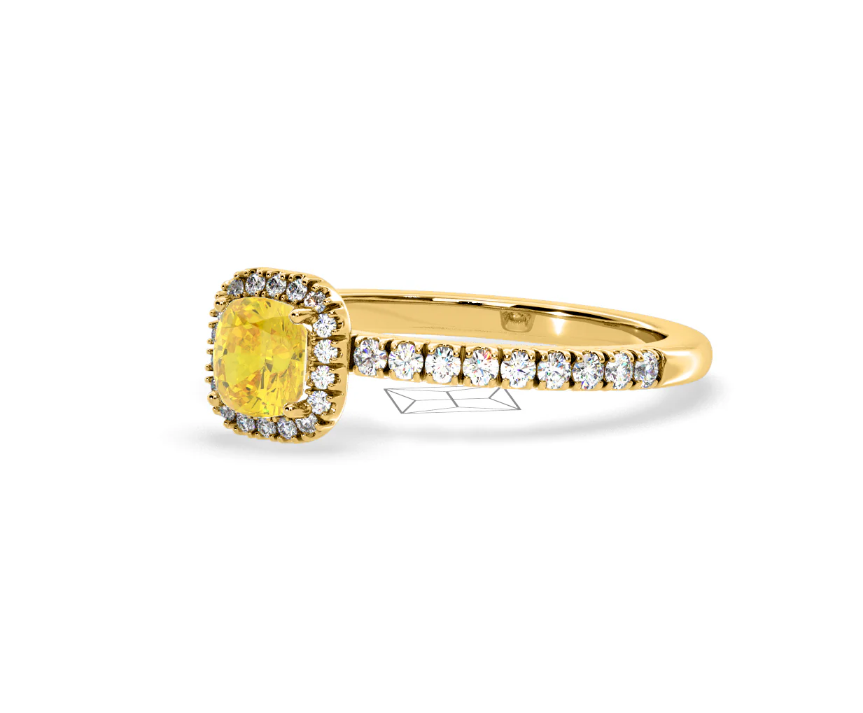 Beatrice Yellow Lab Diamond 1.00ct Cushion Halo Ring in 18K Yellow Gold- Elara Collection - Image 15