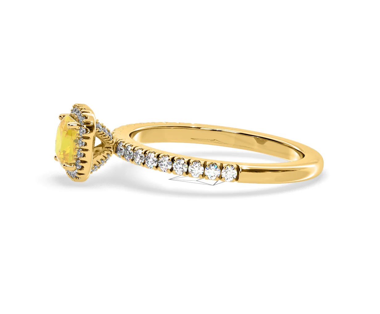 Beatrice Yellow Lab Diamond 1.00ct Cushion Halo Ring in 18K Yellow Gold- Elara Collection - Image 24