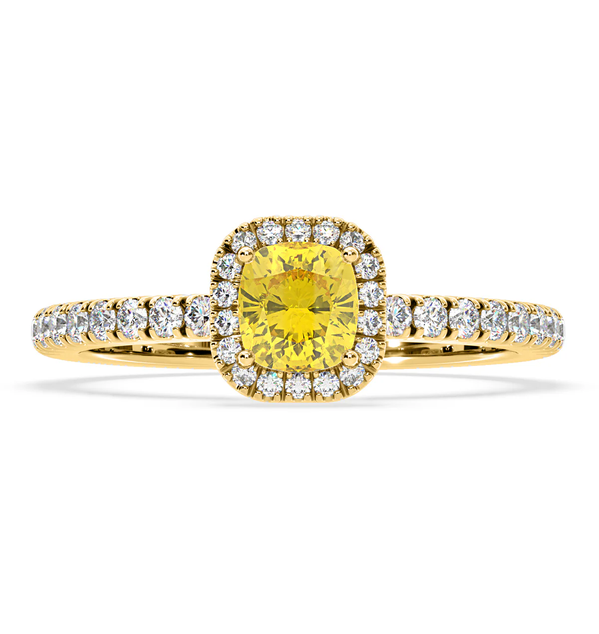 Beatrice Yellow Lab Diamond 1.00ct Cushion Halo Ring in 18K Yellow Gold- Elara Collection - Image 3