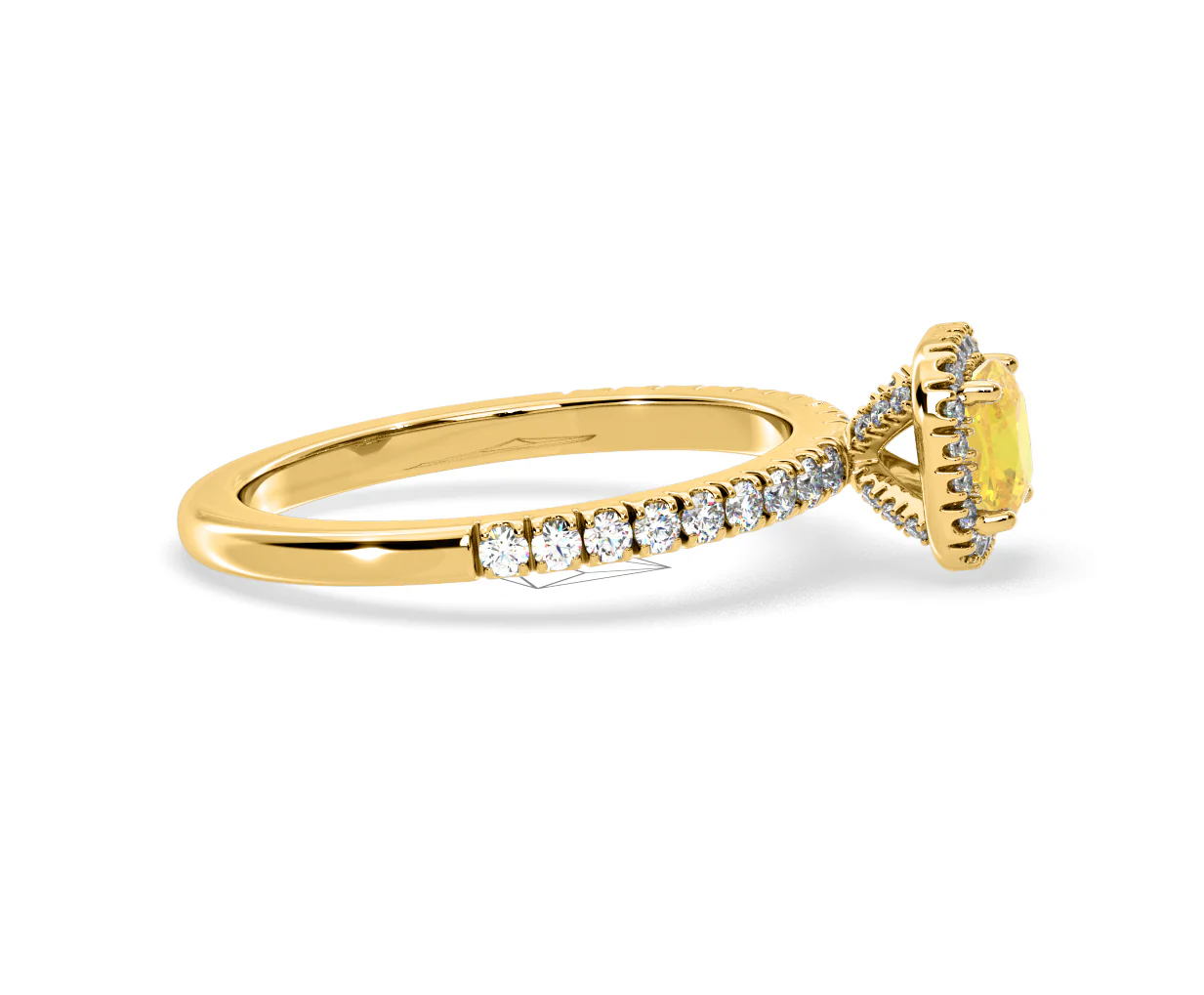 Beatrice Yellow Lab Diamond 1.00ct Cushion Halo Ring in 18K Yellow Gold- Elara Collection - Image 68