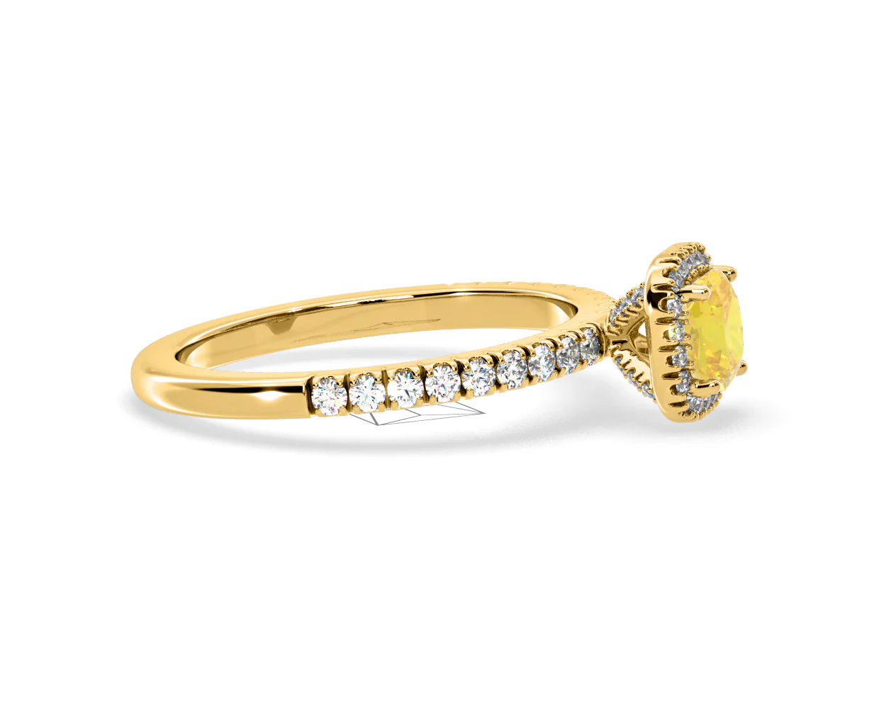 Beatrice Yellow Lab Diamond 1.00ct Cushion Halo Ring in 18K Yellow Gold- Elara Collection - Image 70