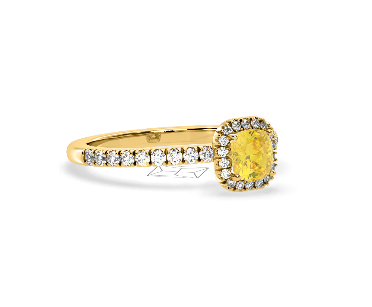 Beatrice Yellow Lab Diamond 1.00ct Cushion Halo Ring in 18K Yellow Gold- Elara Collection - Image 79