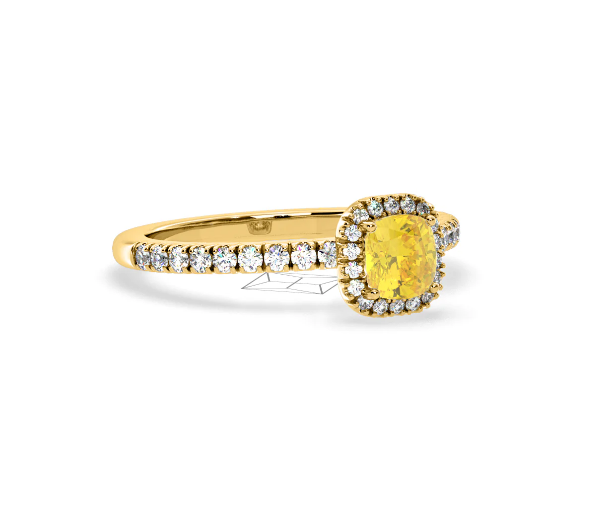 Beatrice Yellow Lab Diamond 1.00ct Cushion Halo Ring in 18K Yellow Gold- Elara Collection - Image 80