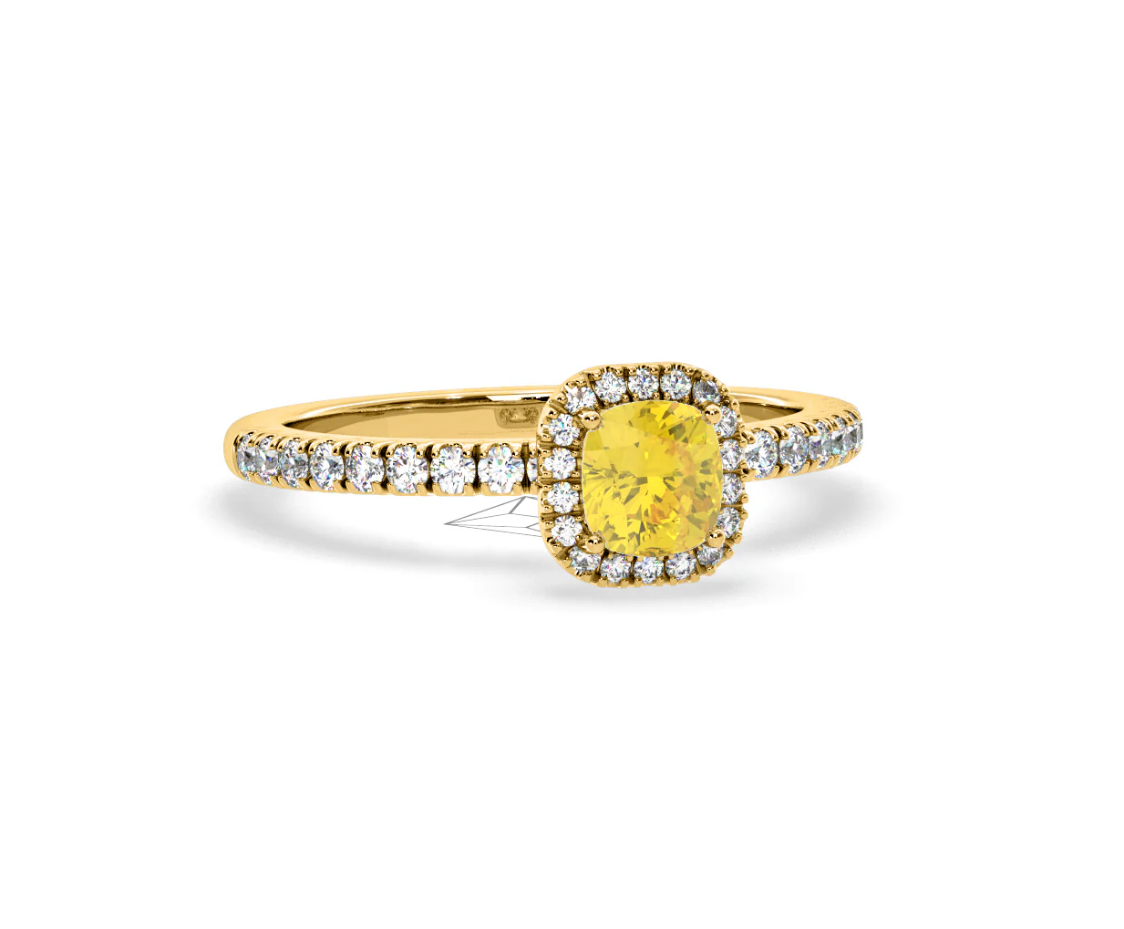Beatrice Yellow Lab Diamond 1.00ct Cushion Halo Ring in 18K Yellow Gold- Elara Collection - Image 83