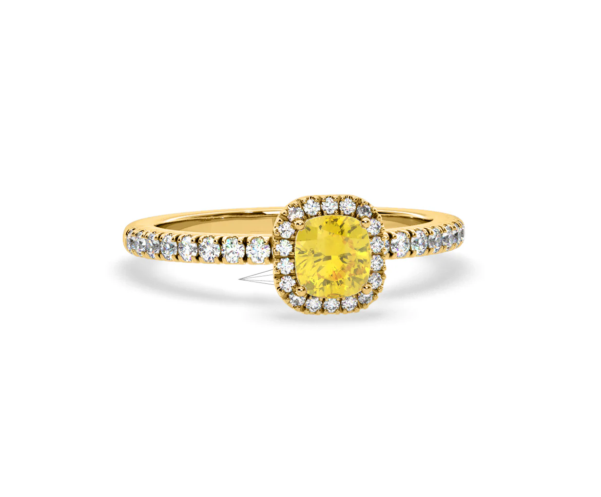 Beatrice Yellow Lab Diamond 1.00ct Cushion Halo Ring in 18K Yellow Gold- Elara Collection - Image 84