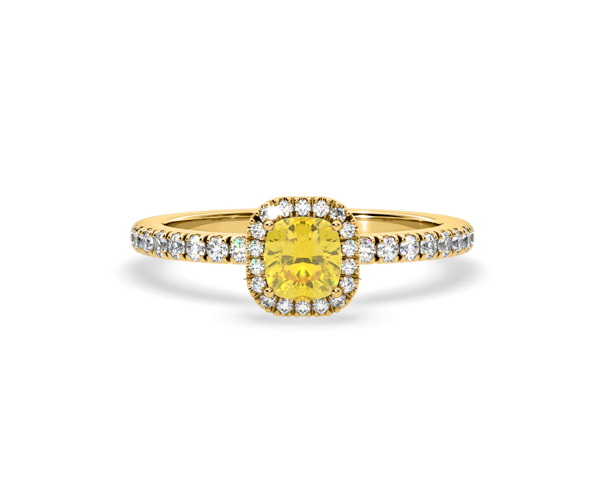 Beatrice Yellow Lab Diamond 1.00ct Cushion Halo Ring in 18K Yellow Gold- Elara Collection - Image 86