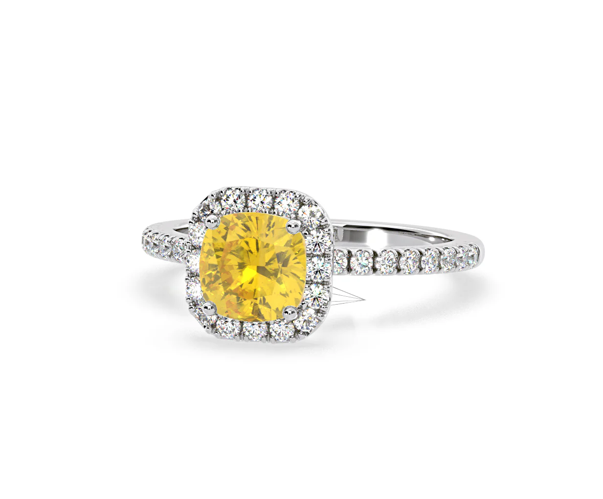 Beatrice Yellow Lab Diamond 1.65ct Cushion Halo Ring in 18K White Gold- Elara Collection - Image 10