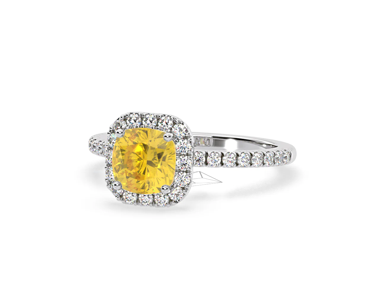 Beatrice Yellow Lab Diamond 1.65ct Cushion Halo Ring in 18K White Gold- Elara Collection - Image 11