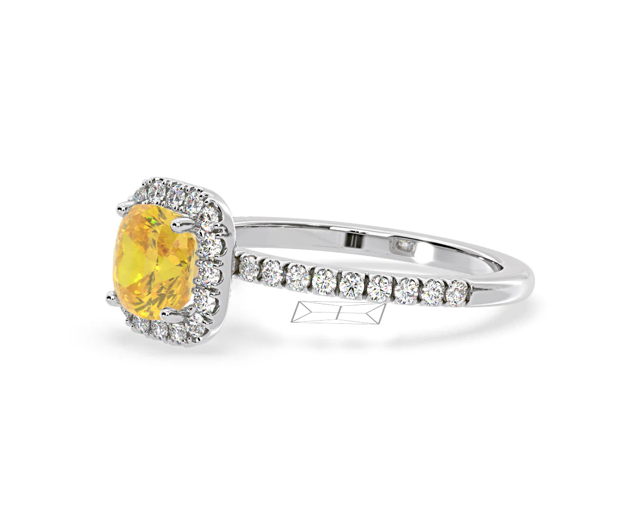 Beatrice Yellow Lab Diamond 1.65ct Cushion Halo Ring in 18K White Gold- Elara Collection - Image 18