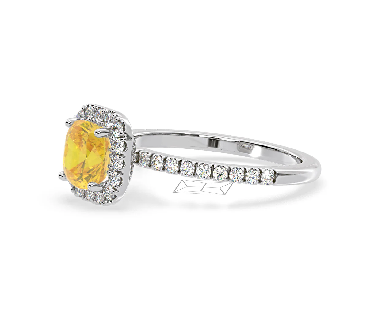 Beatrice Yellow Lab Diamond 1.65ct Cushion Halo Ring in 18K White Gold- Elara Collection - Image 19
