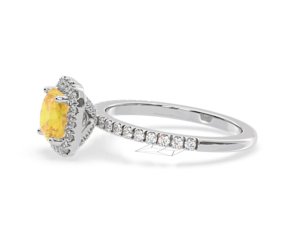 Beatrice Yellow Lab Diamond 1.65ct Cushion Halo Ring in 18K White Gold- Elara Collection - Image 23