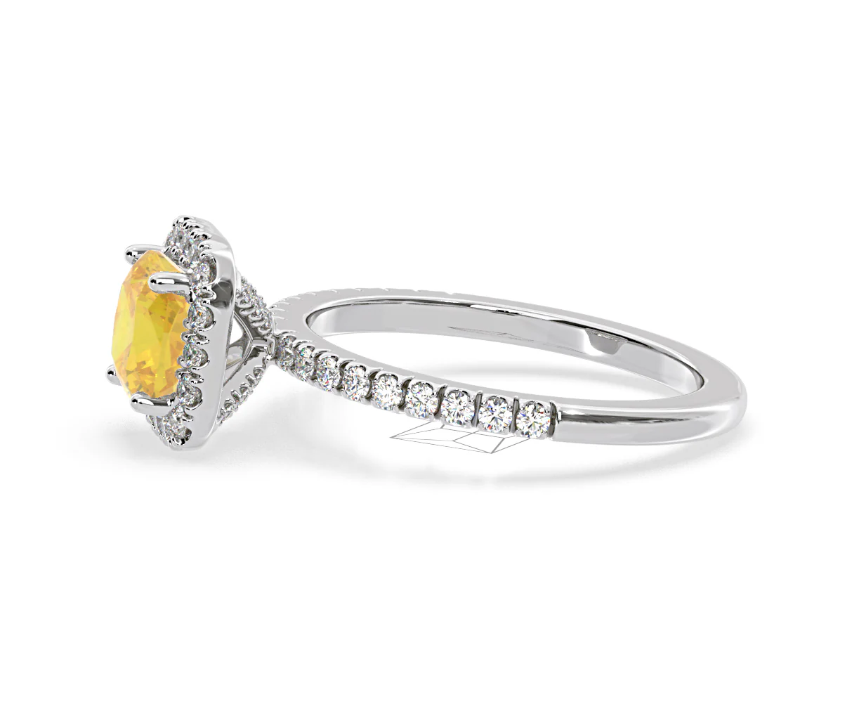 Beatrice Yellow Lab Diamond 1.65ct Cushion Halo Ring in 18K White Gold- Elara Collection - Image 24
