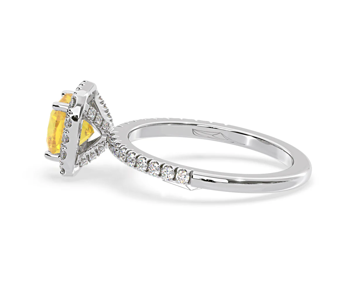 Beatrice Yellow Lab Diamond 1.65ct Cushion Halo Ring in 18K White Gold- Elara Collection - Image 29