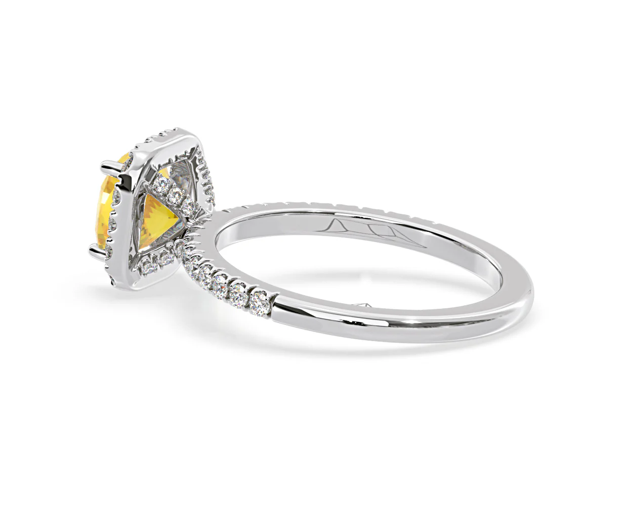 Beatrice Yellow Lab Diamond 1.65ct Cushion Halo Ring in 18K White Gold- Elara Collection - Image 33