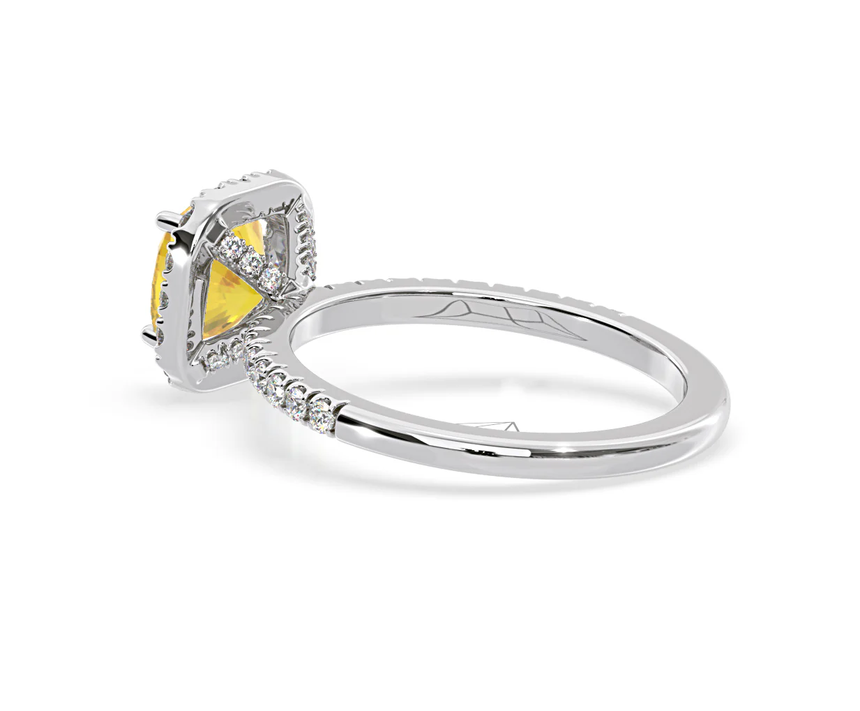 Beatrice Yellow Lab Diamond 1.65ct Cushion Halo Ring in 18K White Gold- Elara Collection - Image 35