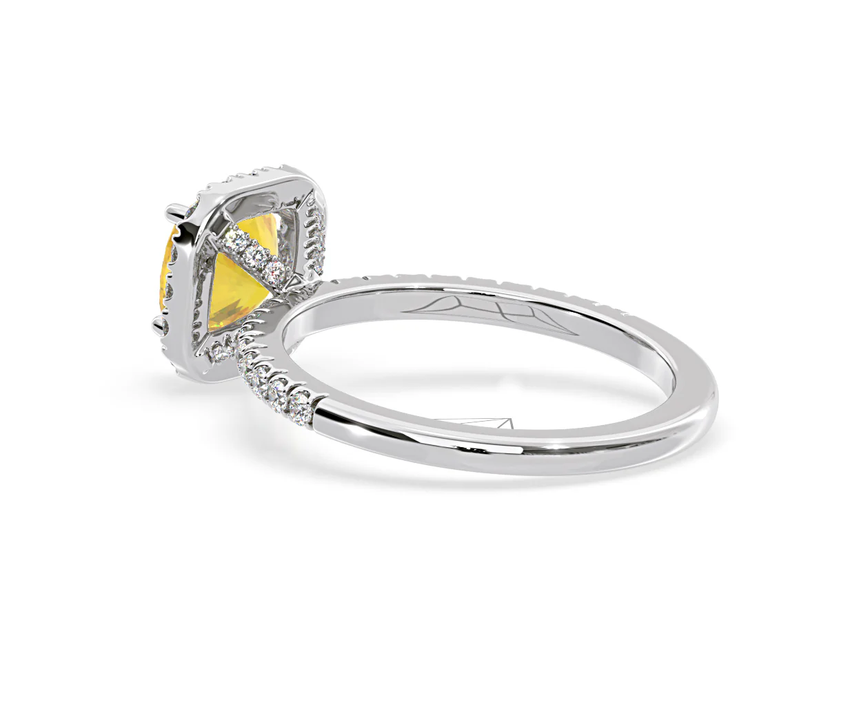 Beatrice Yellow Lab Diamond 1.65ct Cushion Halo Ring in 18K White Gold- Elara Collection - Image 36