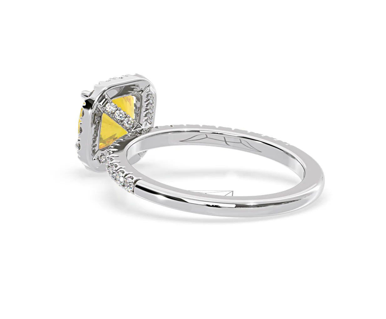Beatrice Yellow Lab Diamond 1.65ct Cushion Halo Ring in 18K White Gold- Elara Collection - Image 37