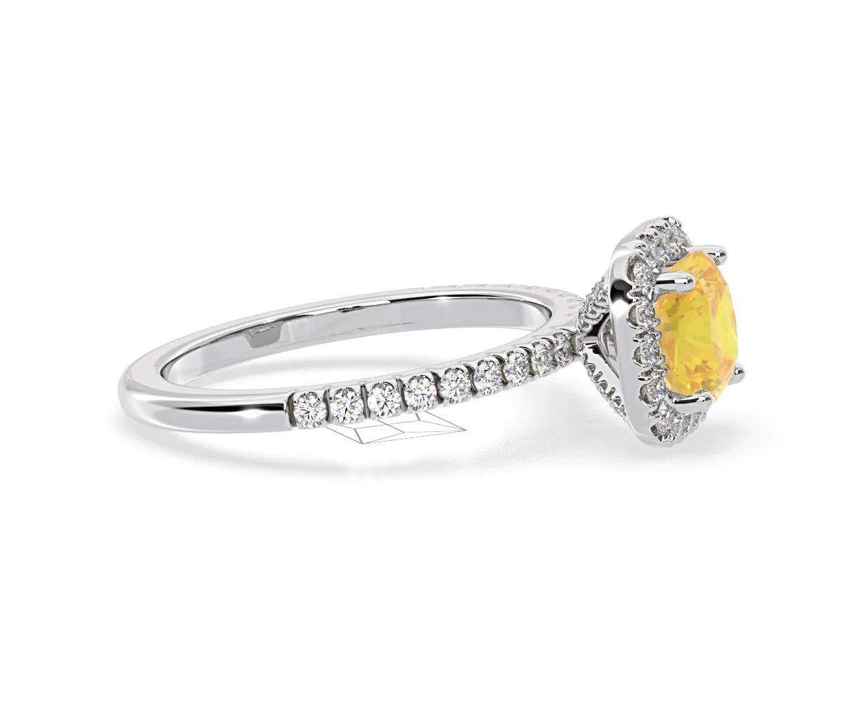 Beatrice Yellow Lab Diamond 1.65ct Cushion Halo Ring in 18K White Gold- Elara Collection - Image 70