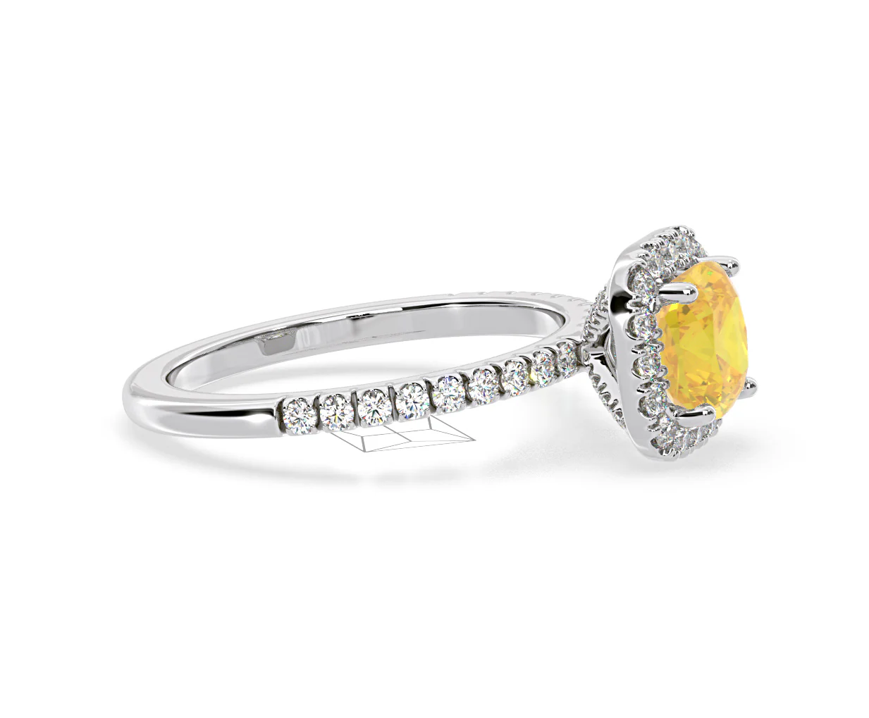 Beatrice Yellow Lab Diamond 1.65ct Cushion Halo Ring in 18K White Gold- Elara Collection - Image 71