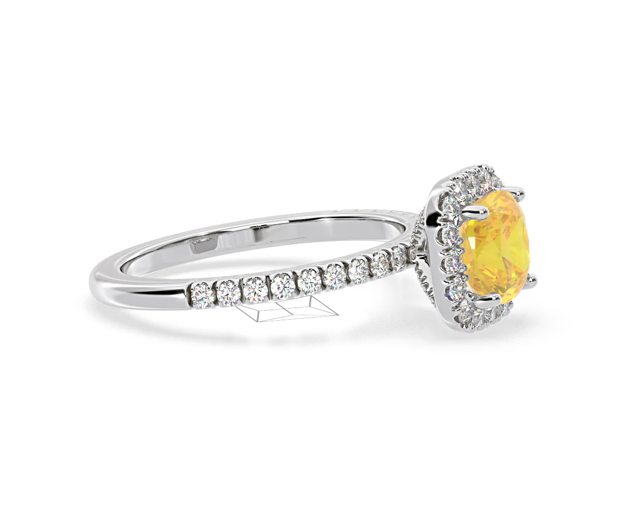 Beatrice Yellow Lab Diamond 1.65ct Cushion Halo Ring in 18K White Gold- Elara Collection - Image 72